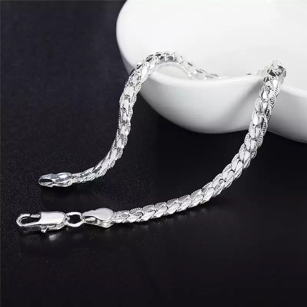 925 Silver Plated Unisex 5mm Snake Bracelet - Picture 4 of 7